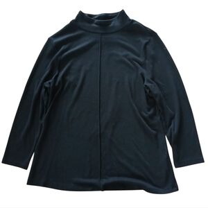 Banana Republic Women's Size Large Black Long Sleeve Moc Neck Top